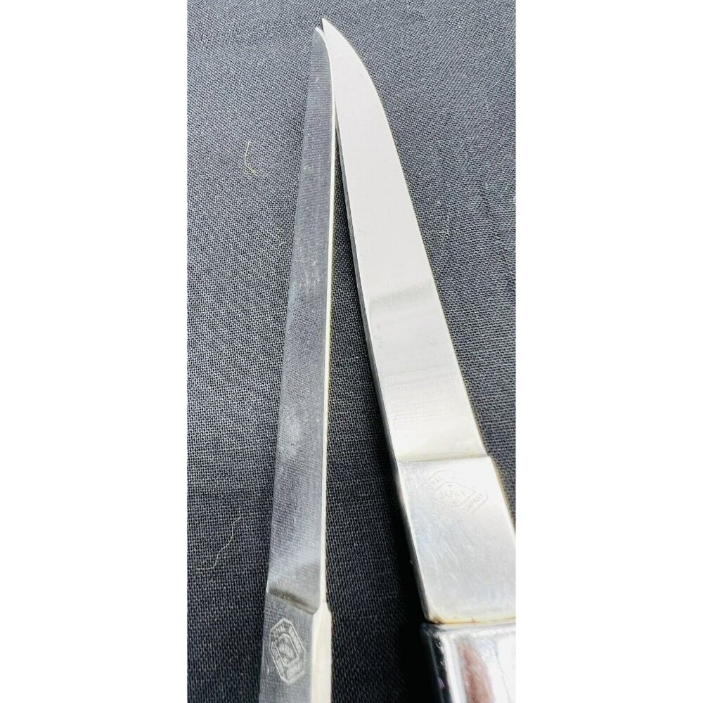 Royal Brand Federal Co Japan 4 Steak Knives Stainless Steel Celluloid Handle MCM - Picture 6 of 6
